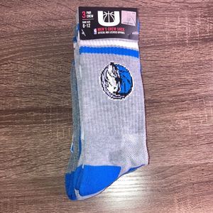 NWT Mens Size 6-12 NBA Dallas Mavericks 3 Pair Crew Socks